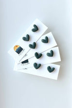 Load image into Gallery viewer, Forest Green Heart Earrings, Love Clay Studs - By: La Petite Rose