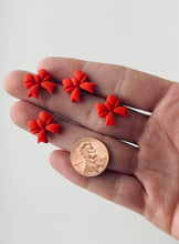 Load image into Gallery viewer, Red Bow Clay Earrings, Handmade Studs - By: La Petite Rose
