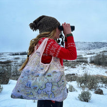 Load image into Gallery viewer, Yellowstone National Park Map Reusable Pouch Tote – By: Xplorer Maps