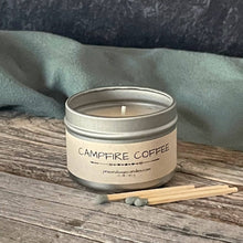 Load image into Gallery viewer, Pine and Sage Candles - Campfire Coffee-6 oz. Black Matte Candle Tin