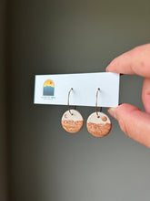 Load image into Gallery viewer, La Petite Rose LLC - Copper Clay Mountain Landscape Earrings, Sun Moon Clay Hoops