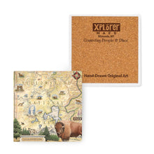 Load image into Gallery viewer, Yellowstone National Park Map Ceramic Coaster - By: XPLORER MAPS