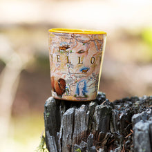 Load image into Gallery viewer, Yellowstone National Park Map Ceramic Shot Glass - By: XPLORER MAPS