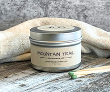 Load image into Gallery viewer, Pine and Sage Candles - Mountain Trail- 6 oz Black Matte Candle Tin