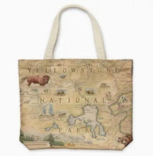 Load image into Gallery viewer, Yellowstone National Park Map Canvas Tote Bag – By: Xplorer Maps