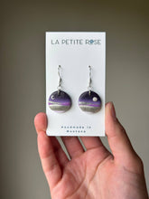 Load image into Gallery viewer, Purple Celestial Landscape (Sun/Moon) Clay Earrings - By: La Petite Rose
