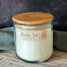 Load image into Gallery viewer, Pine and Sage Candles - Mountain Trail-10 oz. 100% Recycled Glass Candle/ Bamboo Lid