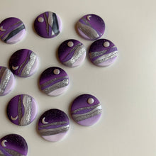Load image into Gallery viewer, Purple Celestial Landscape (Sun/Moon) Clay Earrings - By: La Petite Rose