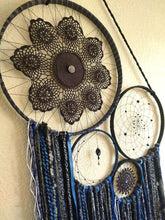 Load image into Gallery viewer, Blue and Black Multi-Hoop Dream Catcher by Dangling DooDads detail