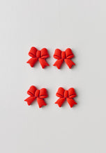 Load image into Gallery viewer, Red Bow Clay Earrings, Handmade Studs - By: La Petite Rose