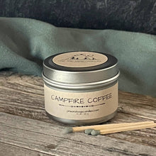 Load image into Gallery viewer, Pine and Sage Candles - Campfire Coffee-6 oz. Black Matte Candle Tin