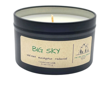 Load image into Gallery viewer, Pine and Sage Candles - Big Sky- 6 oz Black Matte Candle Tin