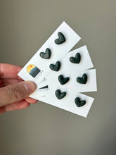 Load image into Gallery viewer, Forest Green Heart Earrings, Love Clay Studs - By: La Petite Rose