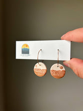 Load image into Gallery viewer, La Petite Rose LLC - Copper Clay Mountain Landscape Earrings, Sun Moon Clay Hoops
