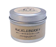 Load image into Gallery viewer, Pine and Sage Candles - Huckleberry- 6 oz Black Matte Candle Tin
