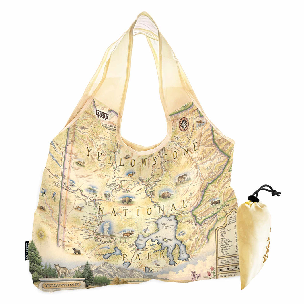 Yellowstone National Park Map Reusable Pouch Tote – By: Xplorer Maps