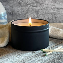 Load image into Gallery viewer, Pine and Sage Candles - Huckleberry- 6 oz Black Matte Candle Tin
