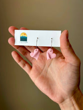 Load image into Gallery viewer, La Petite Rose LLC - Pink Heart Hoop Clay Earrings, Love Dangles

