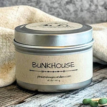 Load image into Gallery viewer, Pine and Sage Candles - Bunkhouse-6 oz. Black Matte Candle Tin
