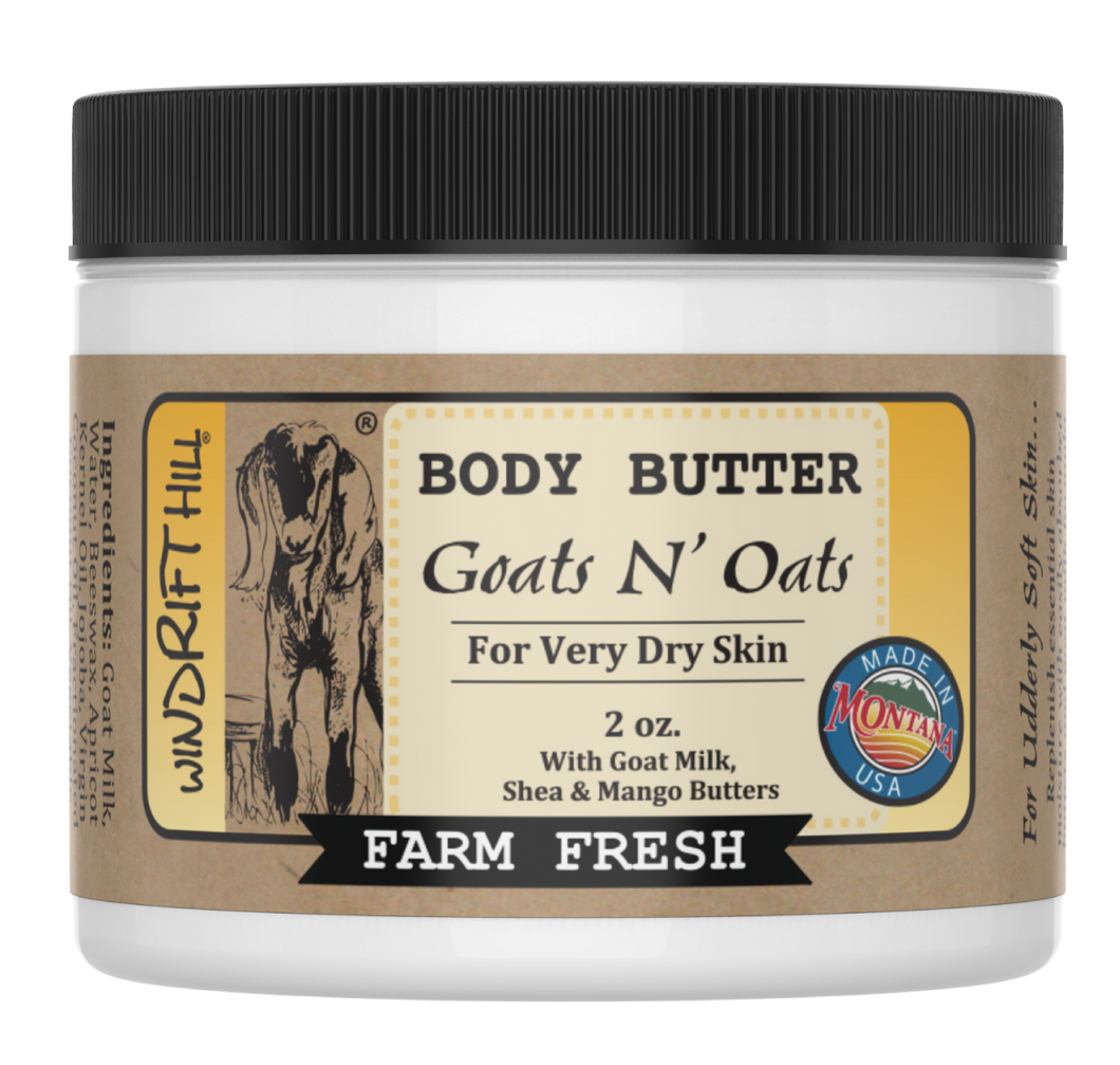 Goats N' Oats Goat Milk Body Butter 2oz. Travel Size - By: Windrift Hill