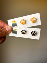 Load image into Gallery viewer, Dog Paw Print (Black) Earring Studs - By: La Petite Rose
