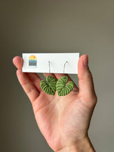 Load image into Gallery viewer, La Petite Rose LLC - Monstera Leaf Clay Hoops, Handmade Green Plant Earrings
