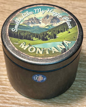 Load image into Gallery viewer, 4 oz Premium Travel Candles / Montana Postcard Tins - By: The Sacred Wild Candle Co
