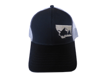 Load image into Gallery viewer, Montana Mountains Navy and Ecru Hat - By: Montana Tees
