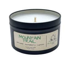 Load image into Gallery viewer, Pine and Sage Candles - Mountain Trail- 6 oz Black Matte Candle Tin
