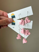Load image into Gallery viewer, La Petite Rose LLC - Pink Heart Hoop Clay Earrings, Love Dangles
