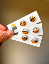 Load image into Gallery viewer, La Petite Rose LLC - Sun Moon Landscape Clay Studs, Mountain Scene Earrings
