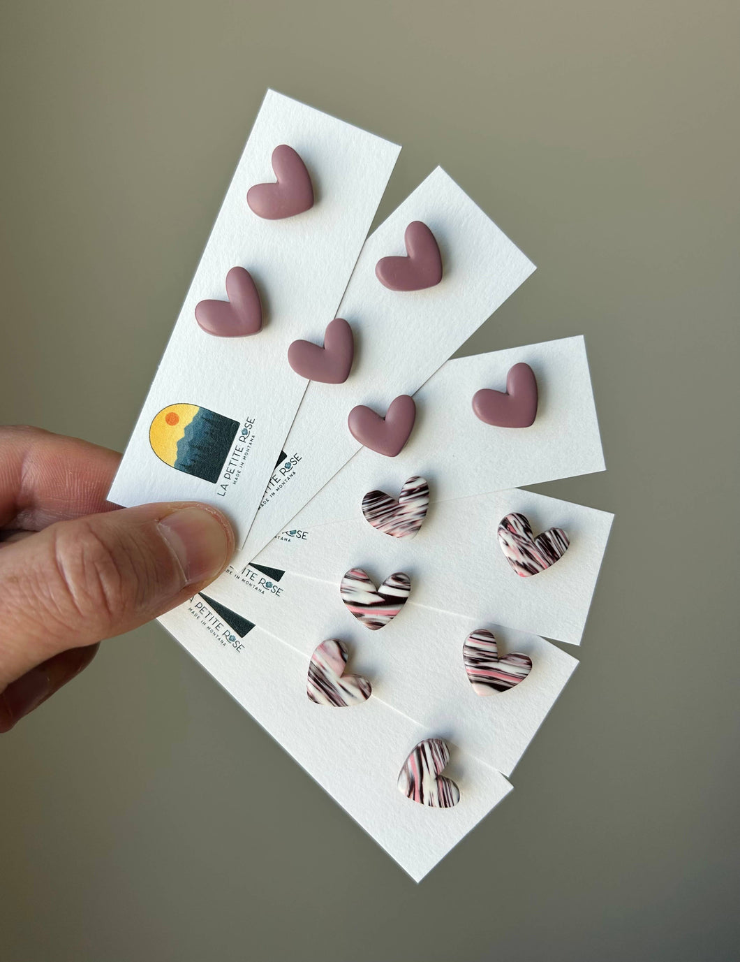 Lavender Heart Clay Earrings, Love Studs - By: La Petite Rose
