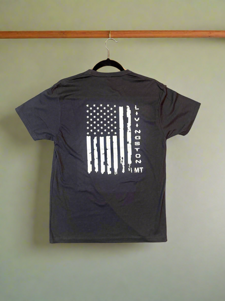 Livingston/Flag T-Shirt (Black) - By: 406 Vinyl Art
