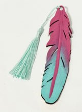 Load image into Gallery viewer, Hand-Painted Leather Feather Bookmark – By: AnH Silvertip Family
