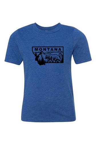 Montana Grizzly Bear Kids Shirt (Blue) - By: Montana Tees