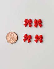 Load image into Gallery viewer, Red Bow Clay Earrings, Handmade Studs - By: La Petite Rose
