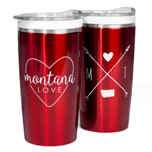 Load image into Gallery viewer, The Montana Way - Montana Love 20 oz. Travel Mug in Red
