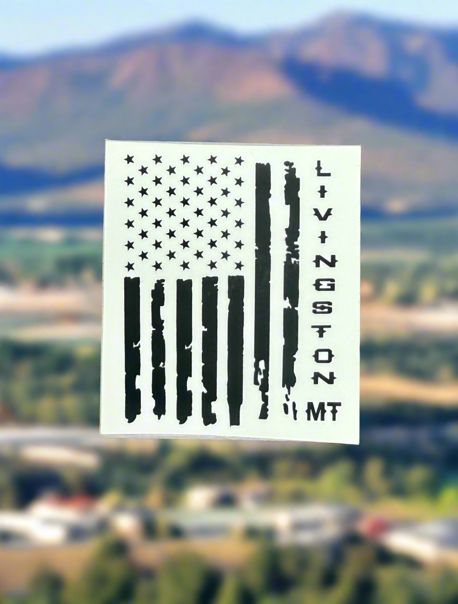 Livingston American Flag Sticker - By: 406 Vinyl Art