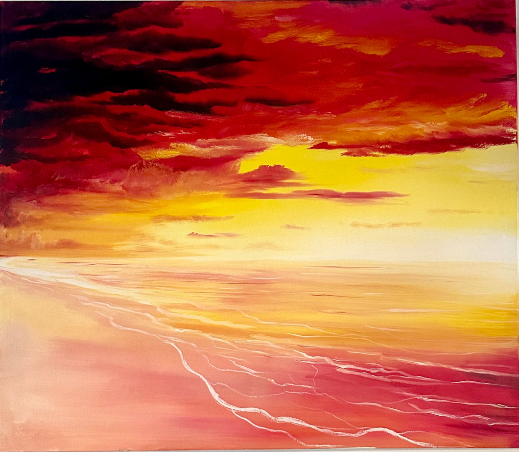 Horizon Blaze Canvas Painting - By: Carly Belew Art Design