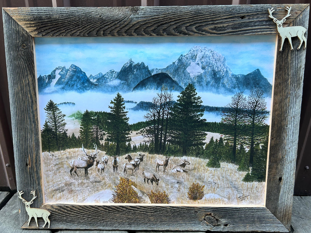 “Elk Ridge Paradise” Framed Painting - By: Tessa Whiting and Clyde Bixby