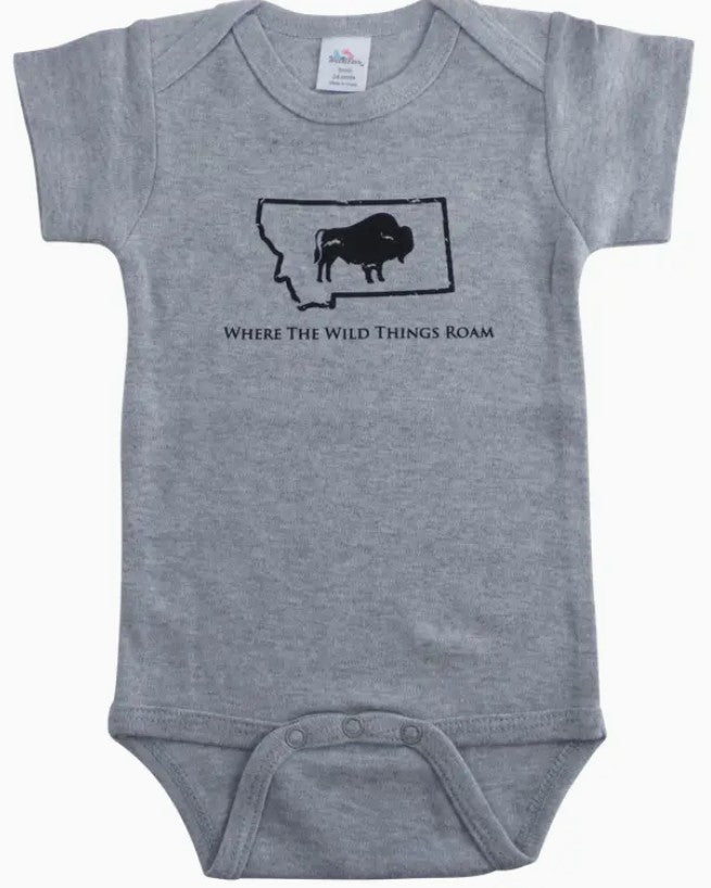 Wild Bison Onesie (Grey) - By: Montana Tees