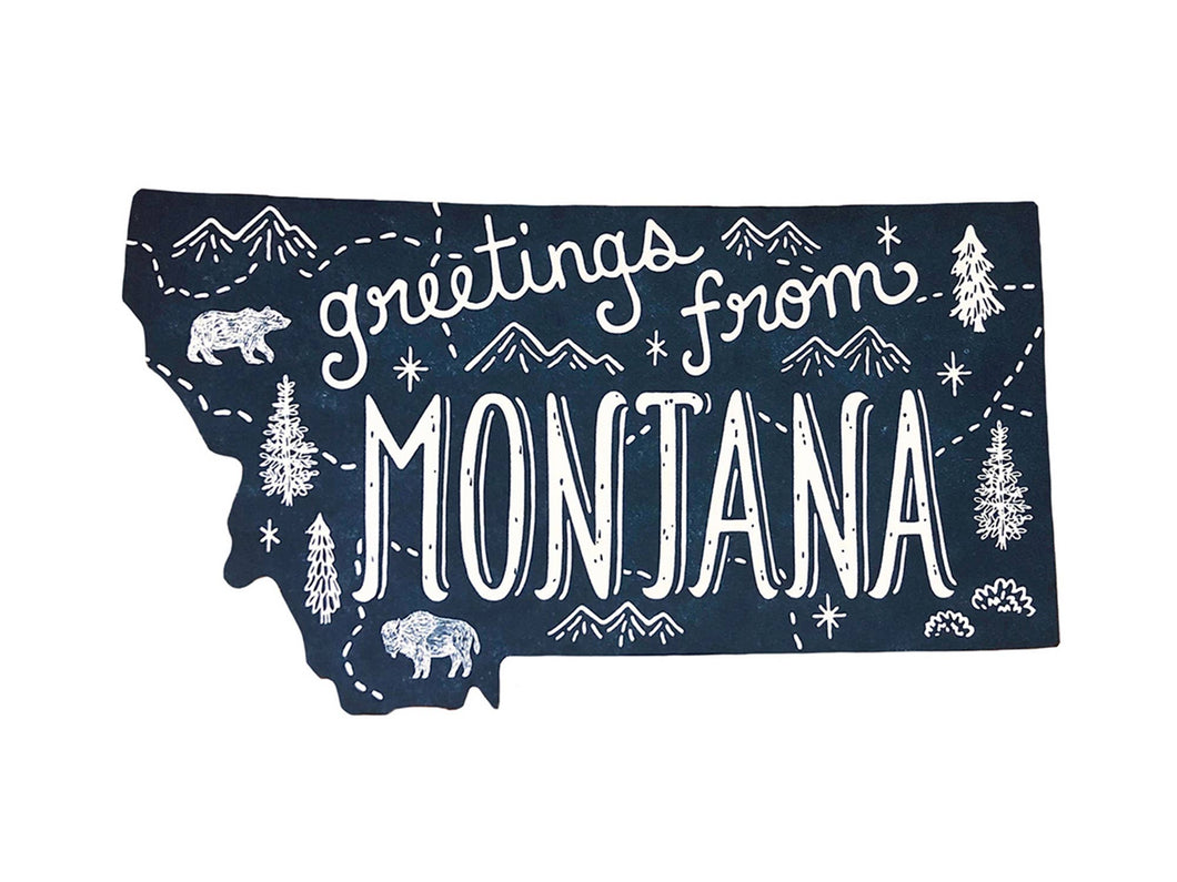 “greetings from MONTANA” Montana State Postcard - By: Noteworthy Paper & Press