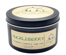 Load image into Gallery viewer, Pine and Sage Candles - Huckleberry- 6 oz Black Matte Candle Tin
