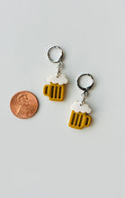 Load image into Gallery viewer, La Petite Rose LLC - Beer Clay Earrings, Drink Mug Huggie Hoops, Bar Accessory 

