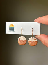 Load image into Gallery viewer, La Petite Rose LLC - Copper Clay Mountain Landscape Earrings, Sun Moon Clay Hoops
