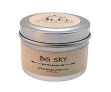 Load image into Gallery viewer, Pine and Sage Candles - Big Sky- 6 oz Black Matte Candle Tin
