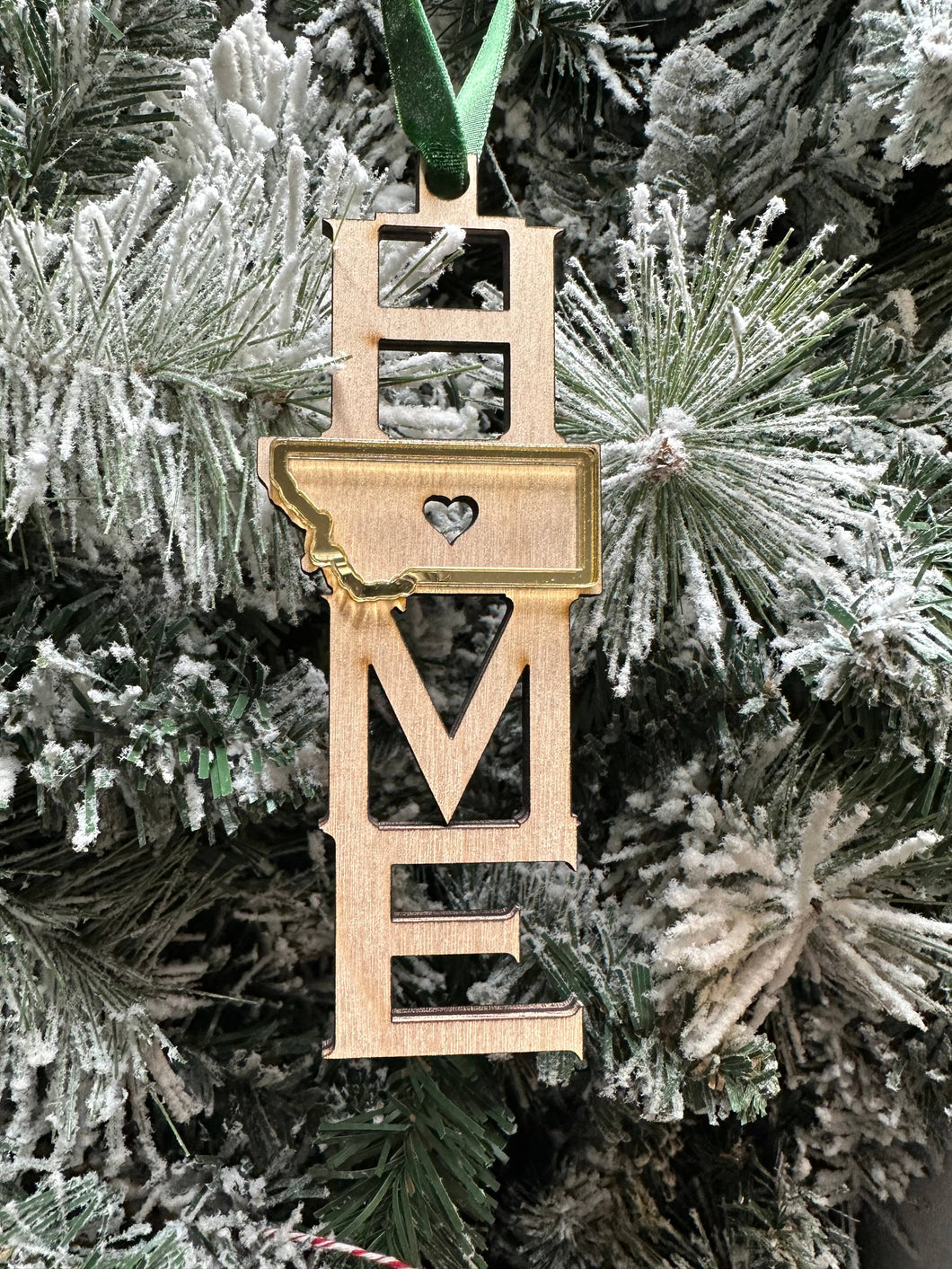 Montana Wood & Acrylic Home Tree Ornament - By: MT Engraved