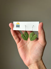 Load image into Gallery viewer, La Petite Rose LLC - Monstera Leaf Clay Hoops, Handmade Green Plant Earrings
