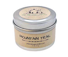 Load image into Gallery viewer, Pine and Sage Candles - Mountain Trail- 6 oz Black Matte Candle Tin
