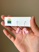 Load image into Gallery viewer, La Petite Rose LLC - Pink Heart Hoop Clay Earrings, Love Dangles
